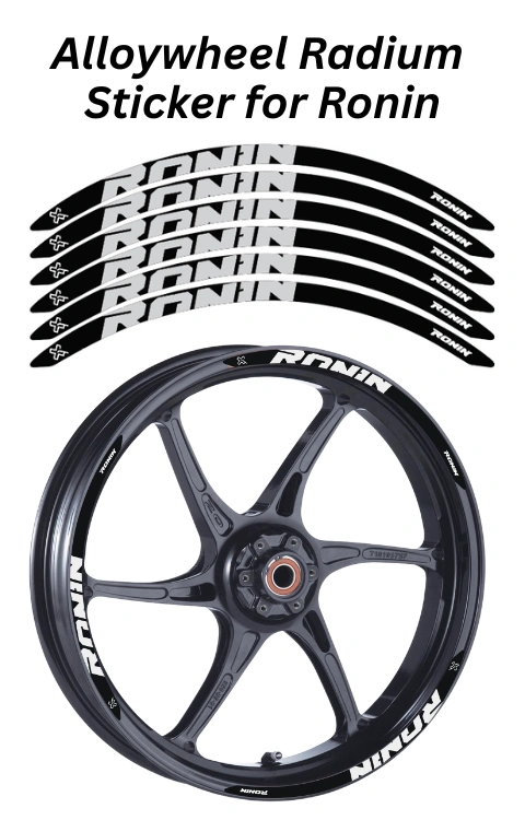 Alloy Wheel Radium Sticker Compatible with Ronin | Made in Premium Radium with FPF (Fade Protection Film), Waterproof, Precut Sticker, Pack Of 12